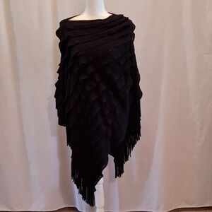 Max Edition Elegant Black Fringed Shawl 100% acrylic